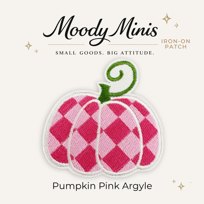 Pumpkin Pink Argyle Embroidered Patch