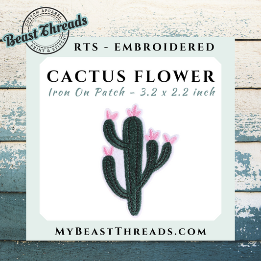 Cactus Flower Embroidered Patch- RTS