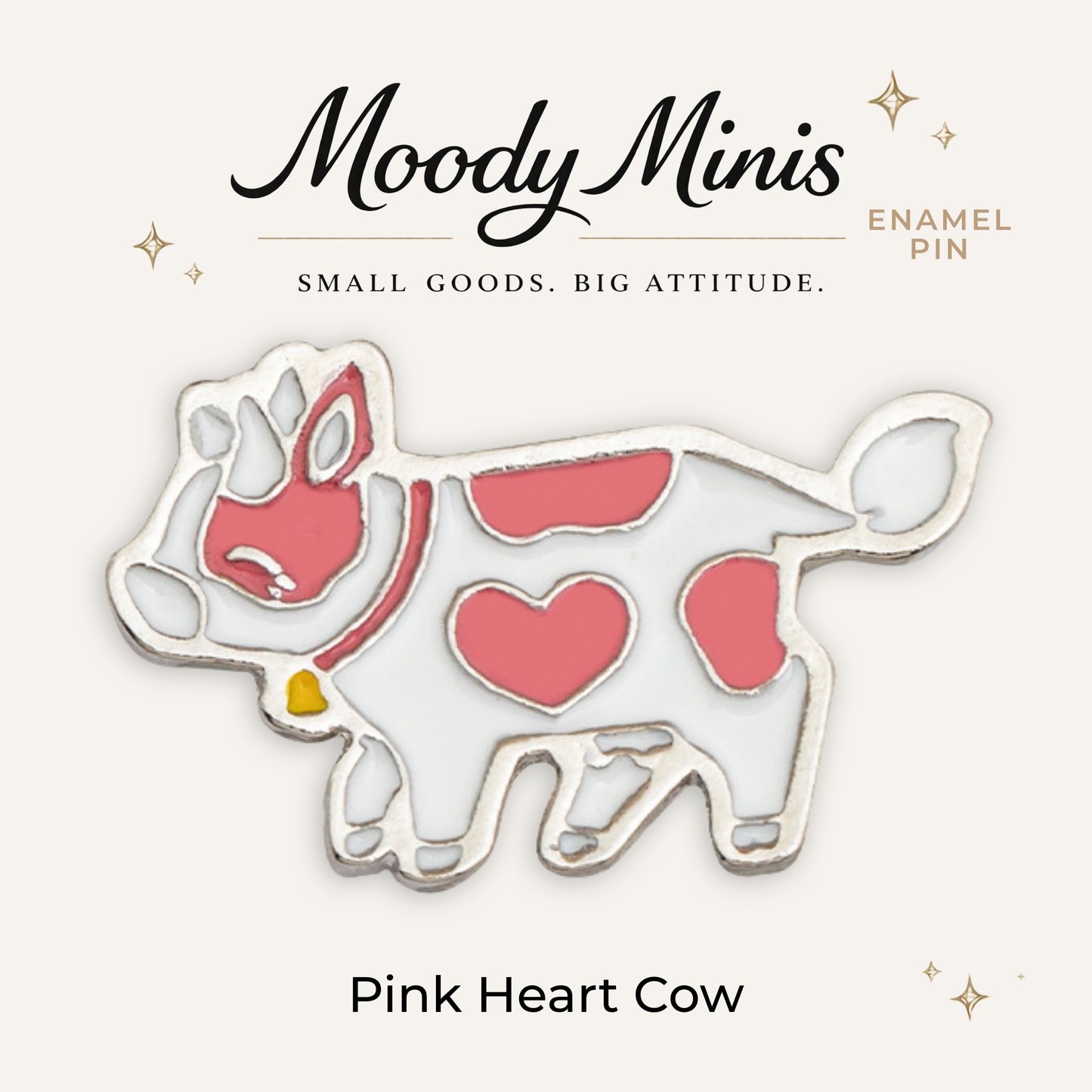 Pink Heart Cow Enamel Pin