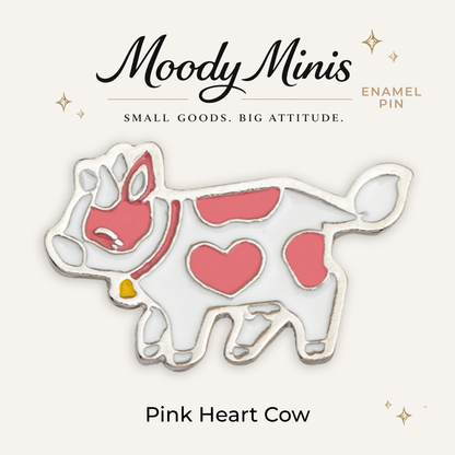 Pink Heart Cow Enamel Pin