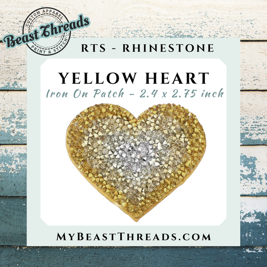 Yellow Heart Rhinestone Patch- RTS