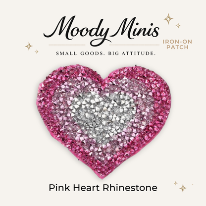 Pink Heart Rhinestone Patch- RTS
