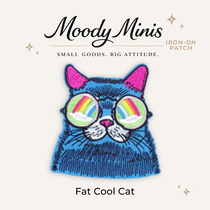 Fat Cool Cat Embroidered Patch- RTS