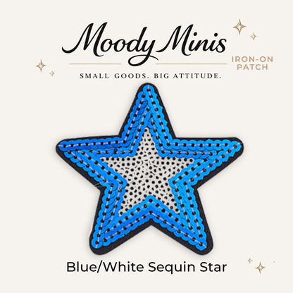 Blue/White Star Sequin Patch- RTS