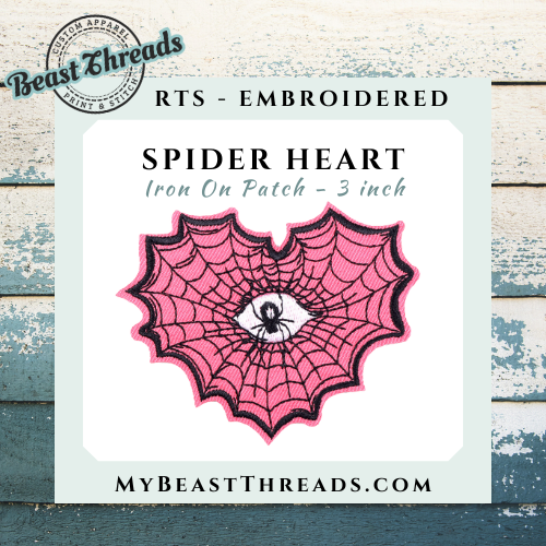 Spider Heart Embroidered Patch - RTS