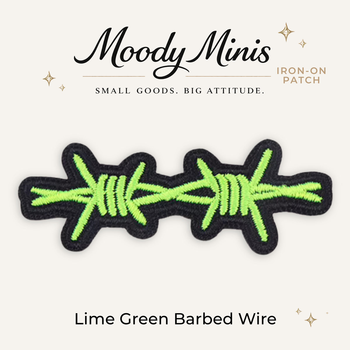 Lime Green Barbed Wire Embroidered Patch