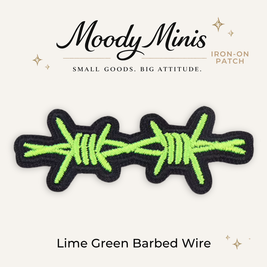 Lime Green Barbed Wire Embroidered Patch