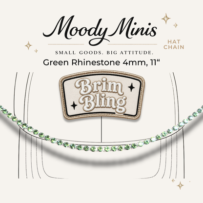 Green Rhinestone 4mm - 11 Inch Hat Chains