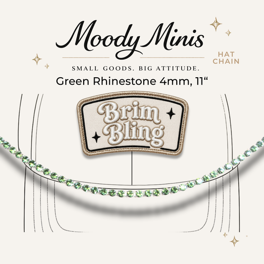 Green Rhinestone 4mm - 11 Inch Hat Chains