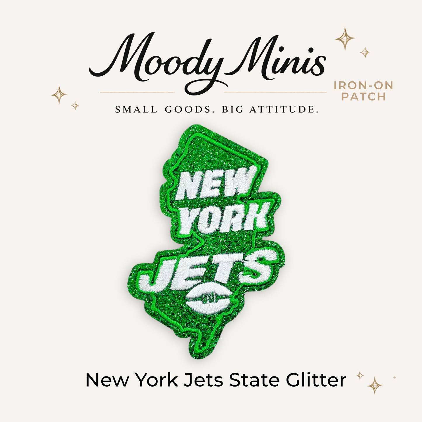 New York Jets State Glitter Embroidered Patch