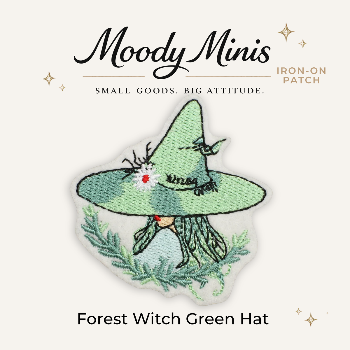 Forest Witch Green Hat Embroidered Patch