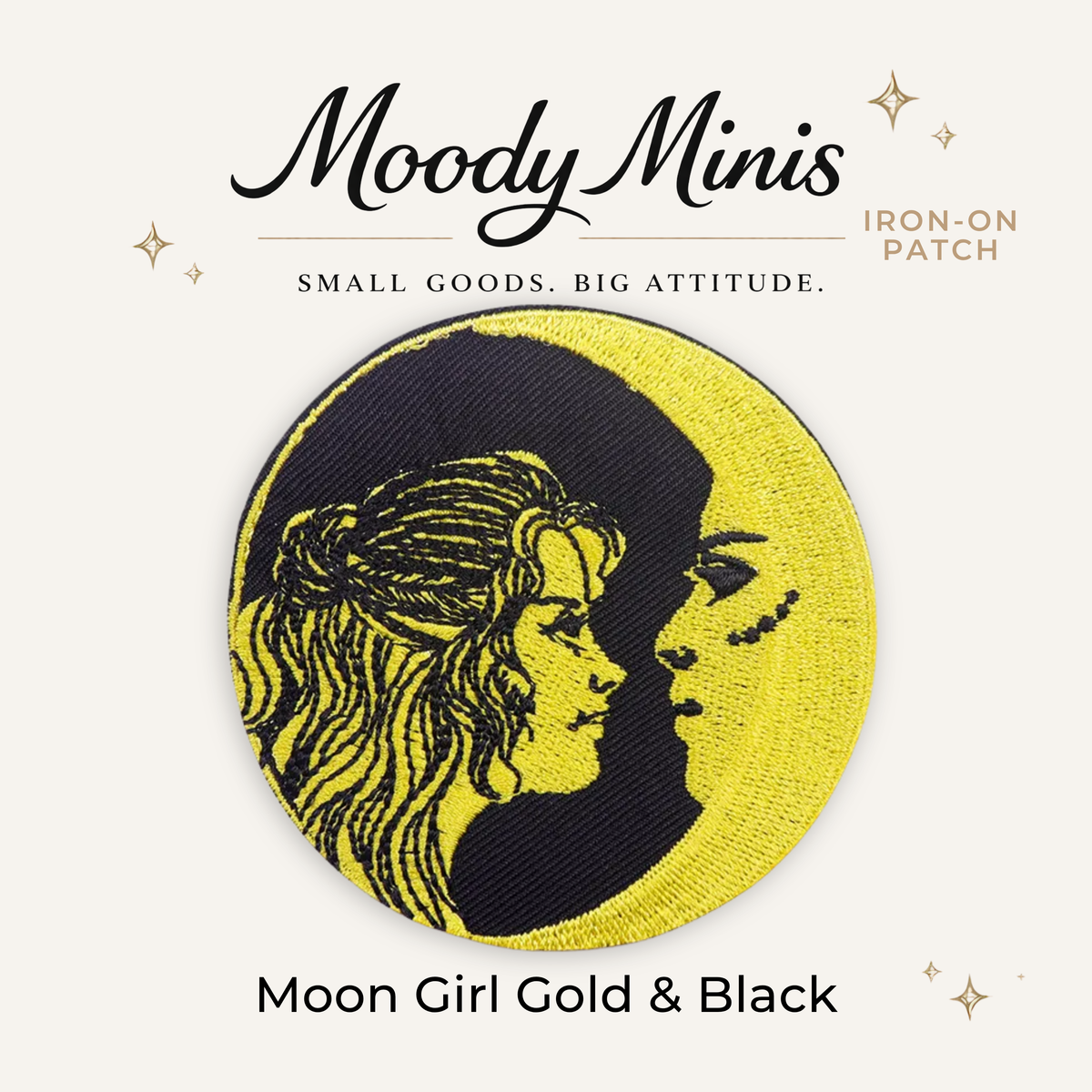 Moon Girl Gold & Black Embroidered Patch