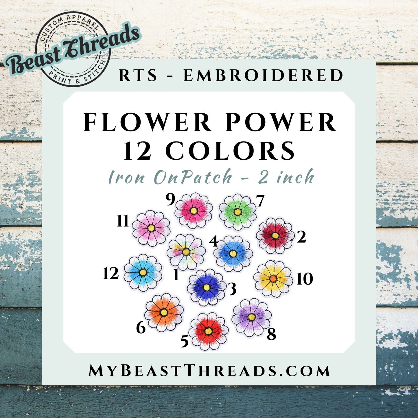 Flower Power Embroidered Patch- RTS