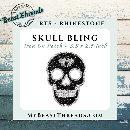 Skull Bling Rhinestone Patch- RTS