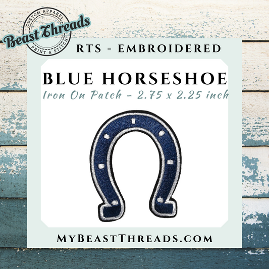 Blue Horseshoe Embroidered Patch - RTS