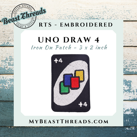Uno Draw 4 Embroidered Patch - RTS