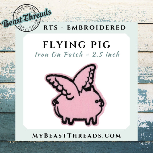 Flying Pig Embroidered Patch - RTS