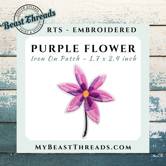 Purple Flower Embroidered Patch- RTS