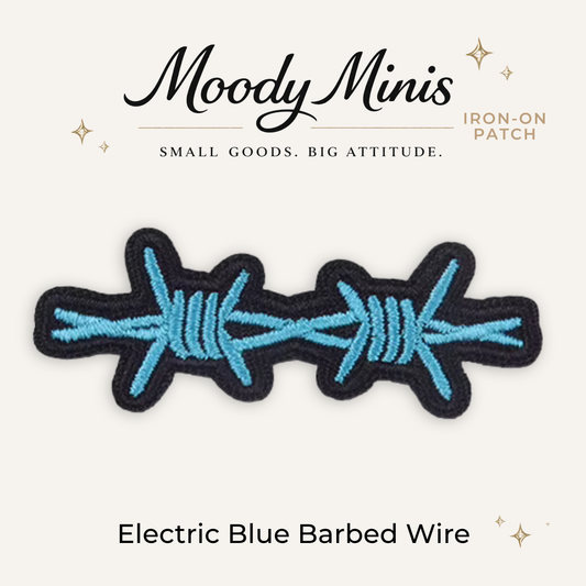 Electric Blue Barbed Wire Embroidered Patch