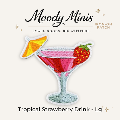 Tropical Strawberry Drink Lg Embroidered Patch
