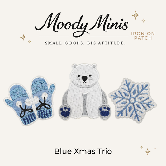 Blue XMAS Trio Embroidered Patch- RTS