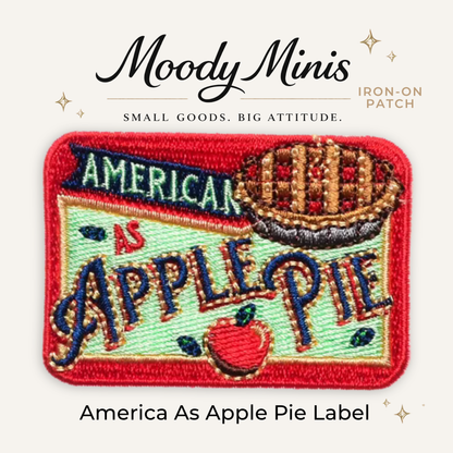 American As Apple Pie Label Embroidered Patch