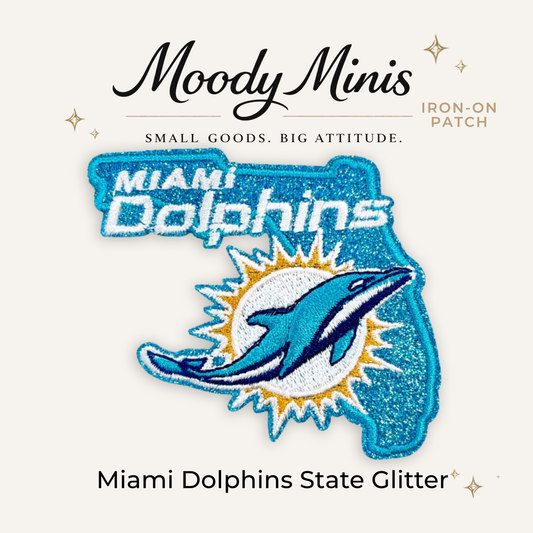Miami Dolphins State Glitter Embroidered Patch