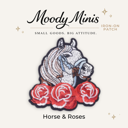 Horse & Roses Embroidered Patch - RTS