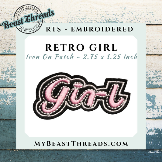 Retro Girl Embroidered Patch- RTS