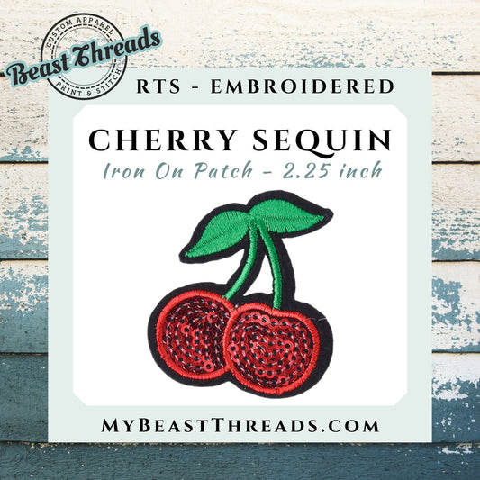 Cherry Sequin Embroidered Patch- RTS