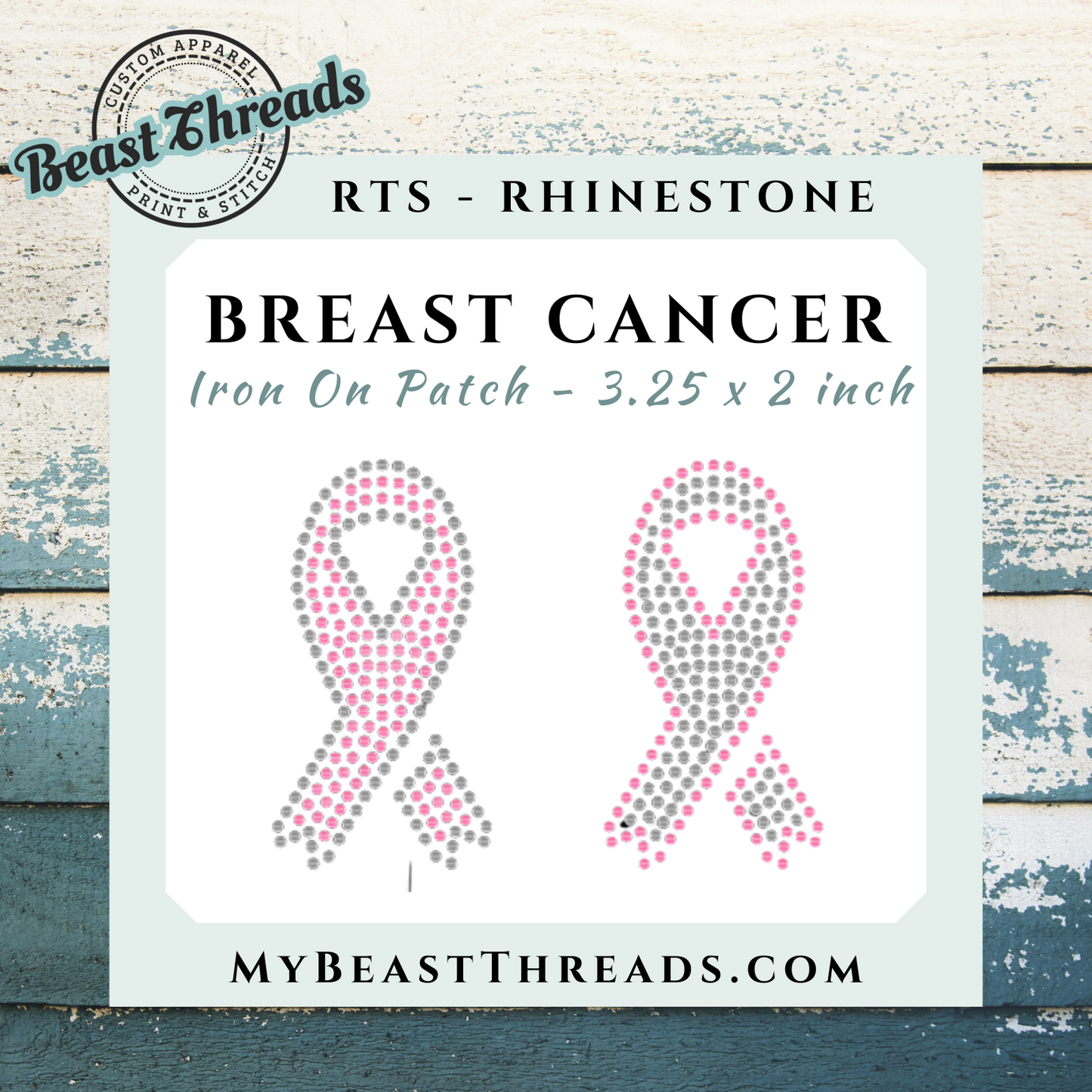 Breast Cancer Rhinestone Patch- RTS