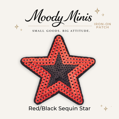 Black/Red Star Sequin Patch- RTS