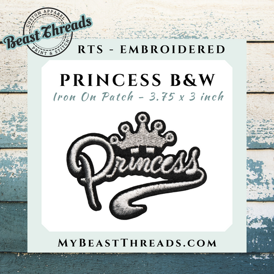 Princess B&W Embroidered Patch- RTS
