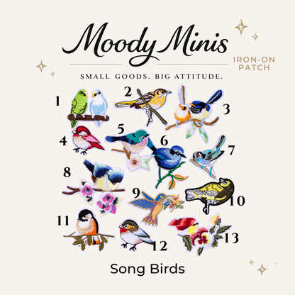 Song Birds 13 Styles Embroidered Patch- RTS