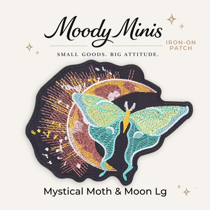 Mystical Moth & Moon Lg Embroidered Patch