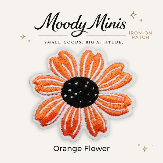 Orange Flower Embroidered Patch- RTS