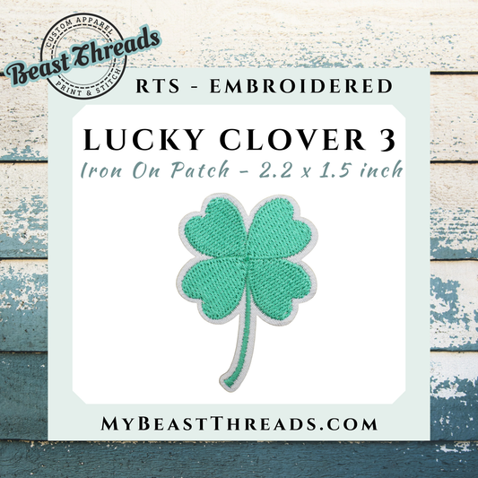 Lucky Clover 3 Embroidered Patch- RTS