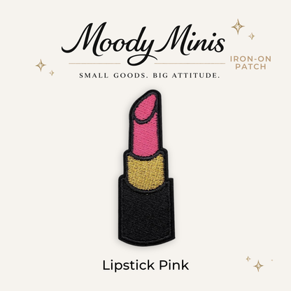 Lipstick Pink Embroidered Patch