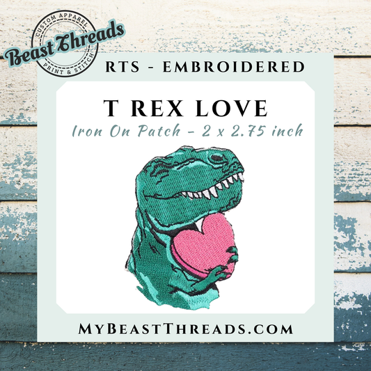 T Rex Love Embroidered Patch- RTS