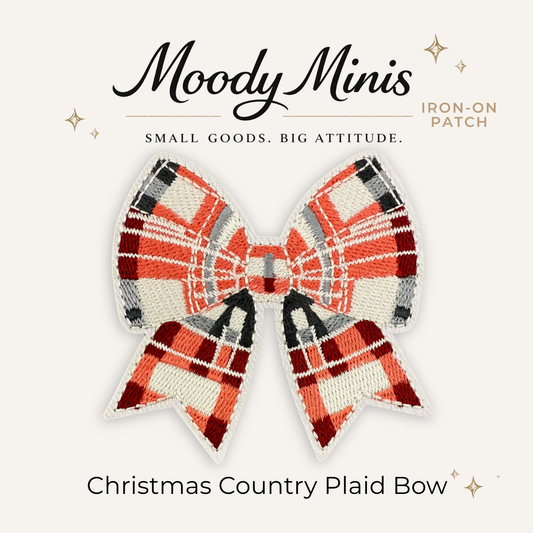 Christmas Country Plaid Bow Embroidered Patch