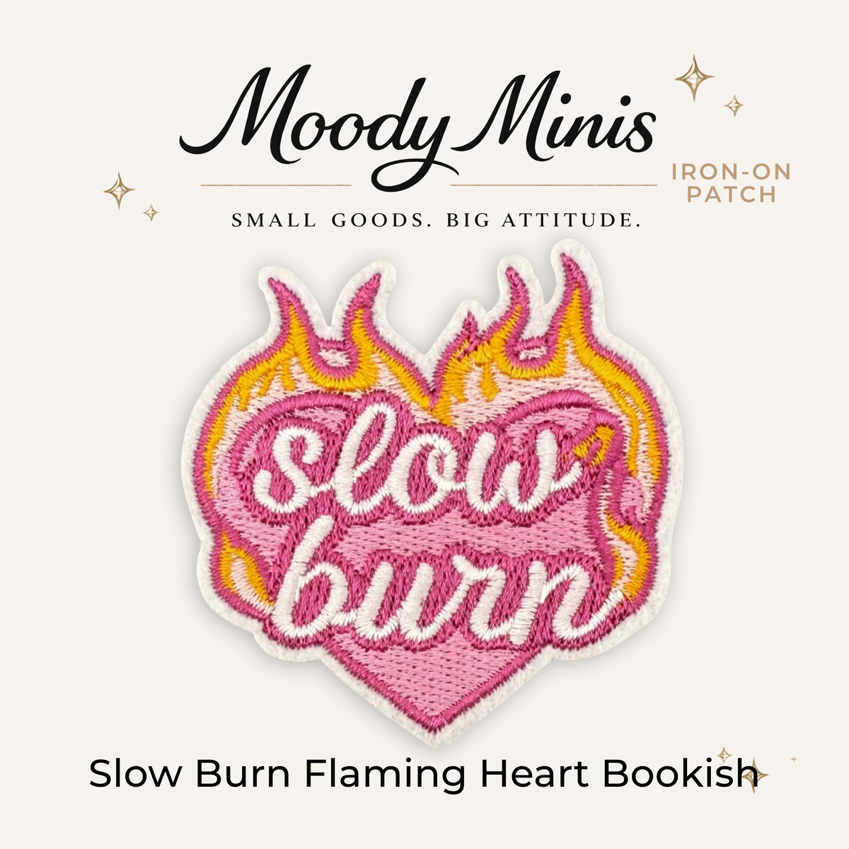 Slow Burn Flaming Heart Embroidered Patch