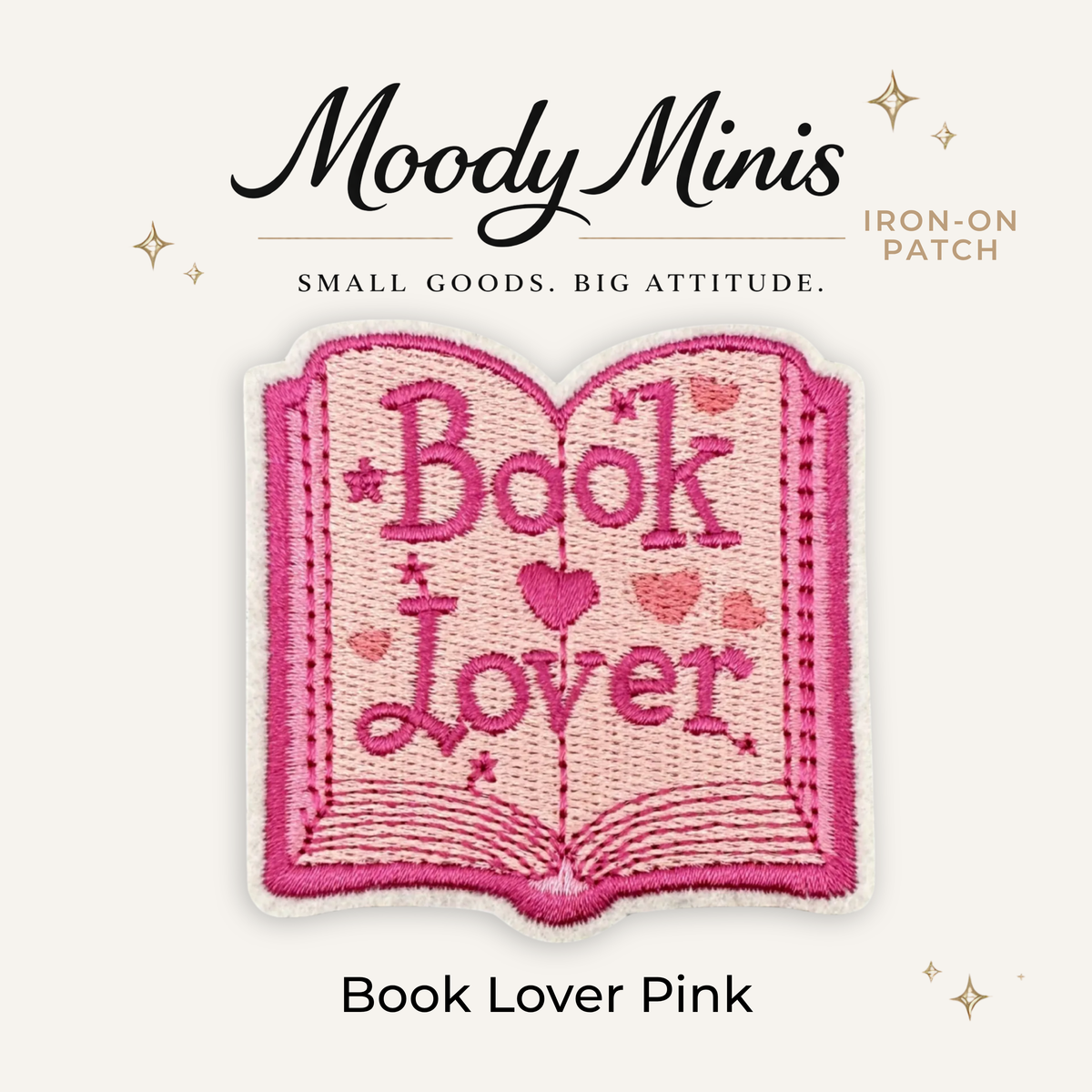 Book Lover Pink Embroidered Patch
