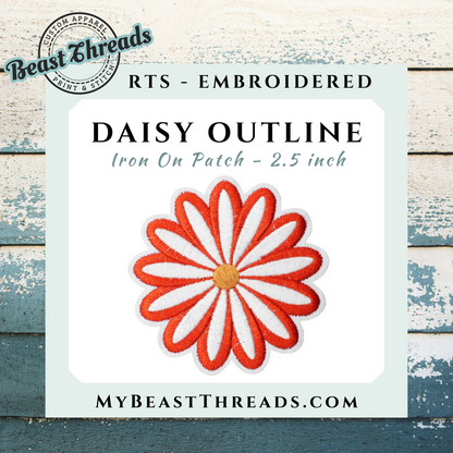 Daisy Outline Embroidered Patch- RTS