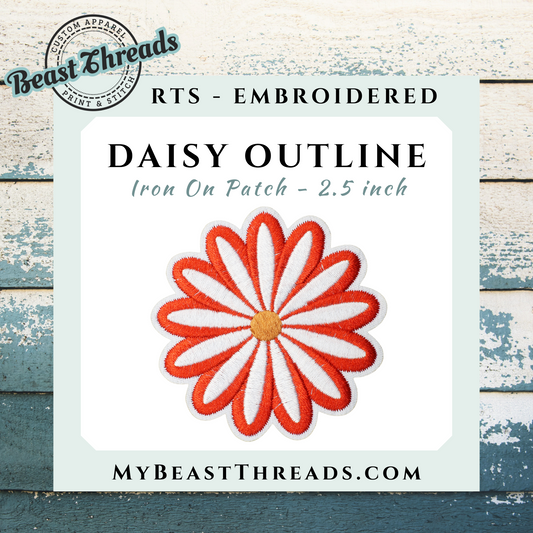 Daisy Outline Embroidered Patch- RTS