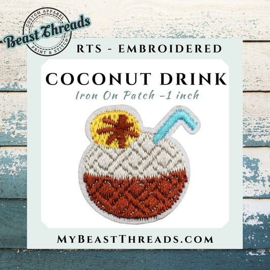 Coconut Drink Embroidered Patch