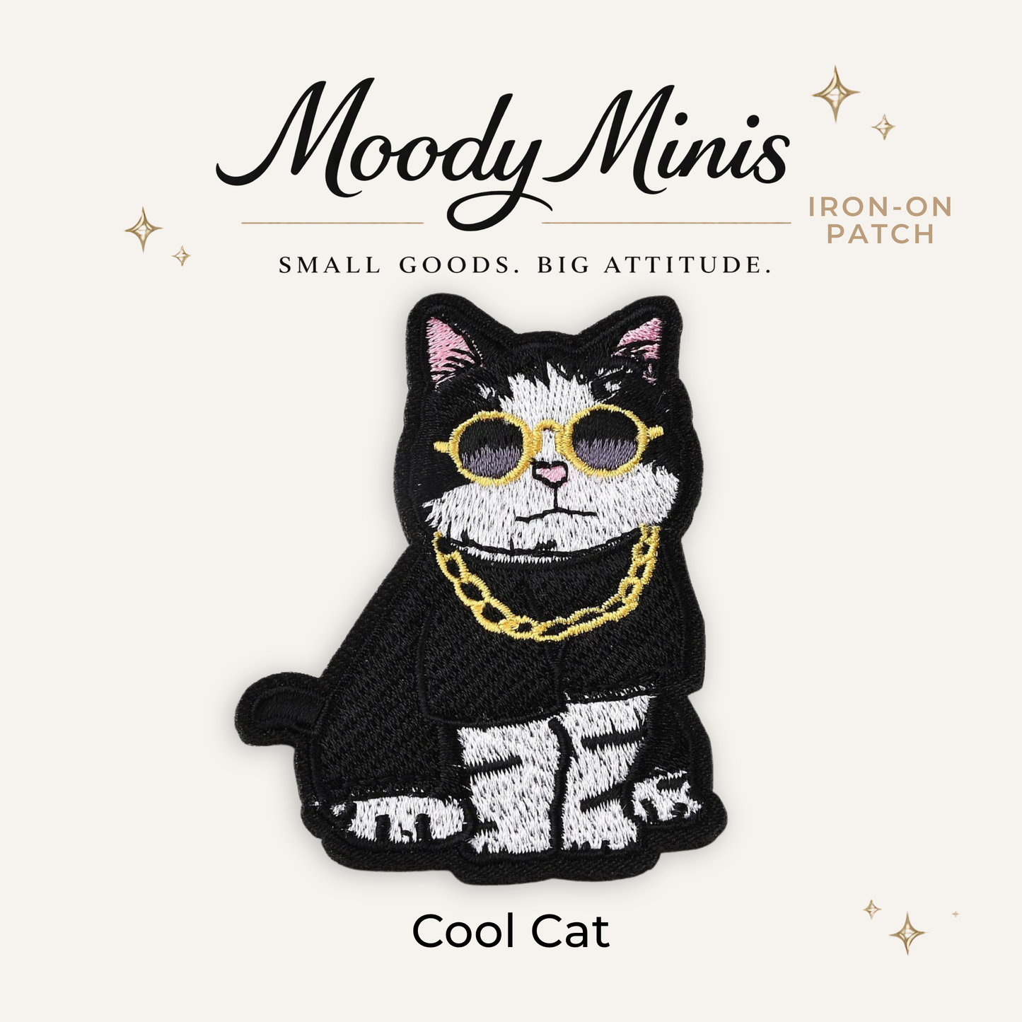 Cool Cat Embroidered Patch