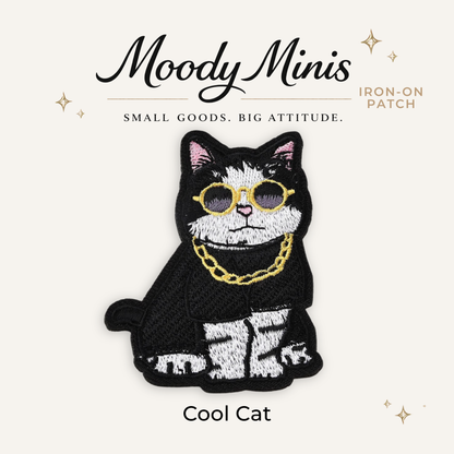 Cool Cat Embroidered Patch