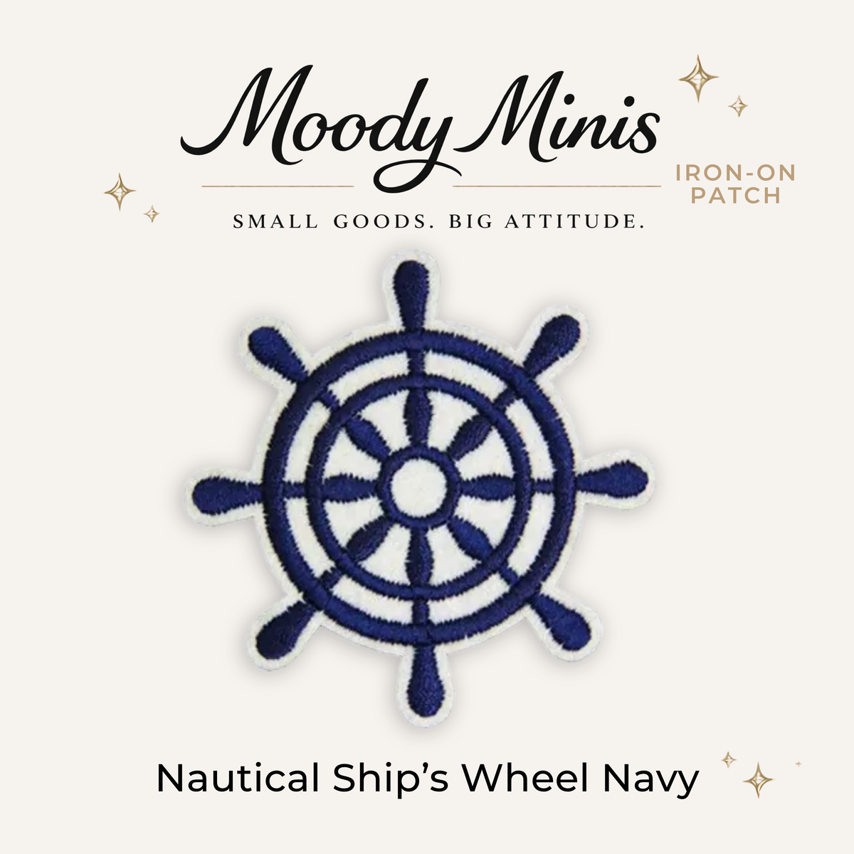 Nautical Ships Wheel Navy Embroidered Patch