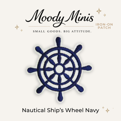 Nautical Ships Wheel Navy Embroidered Patch
