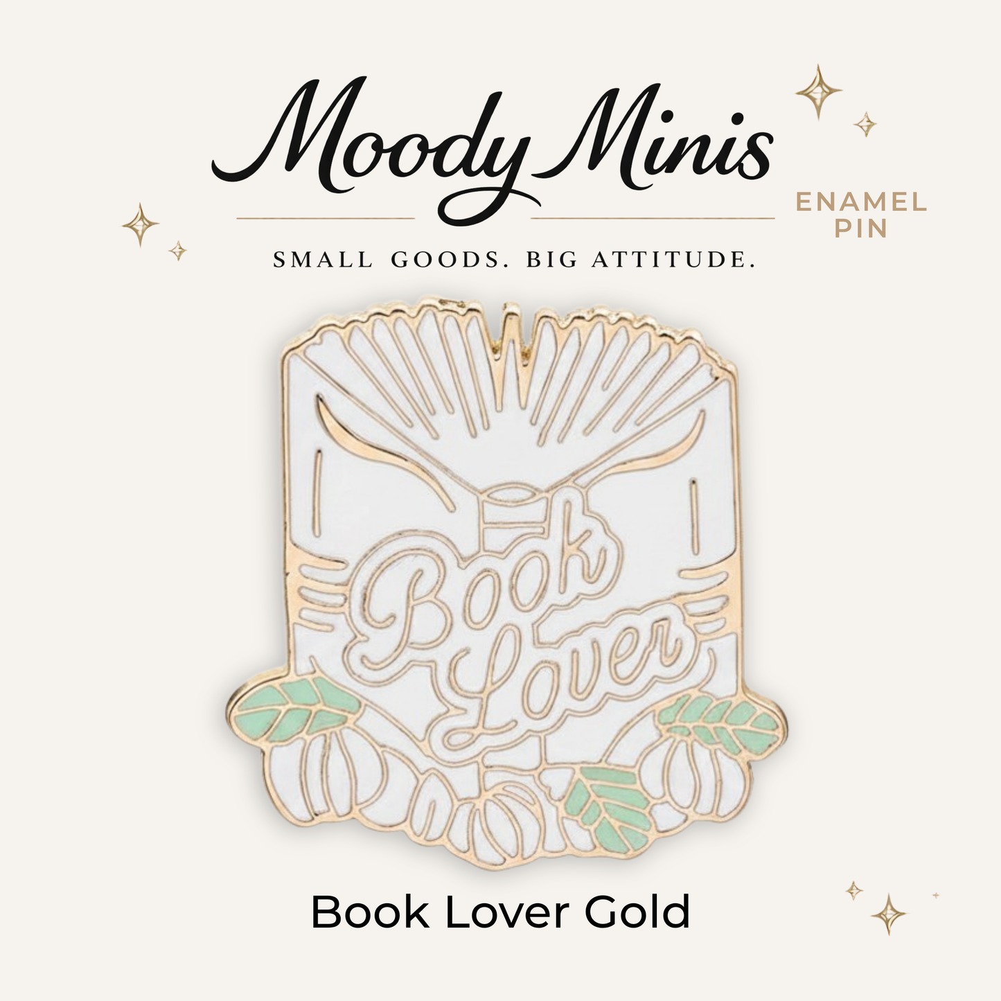 Book Lover Gold Enamel Pin